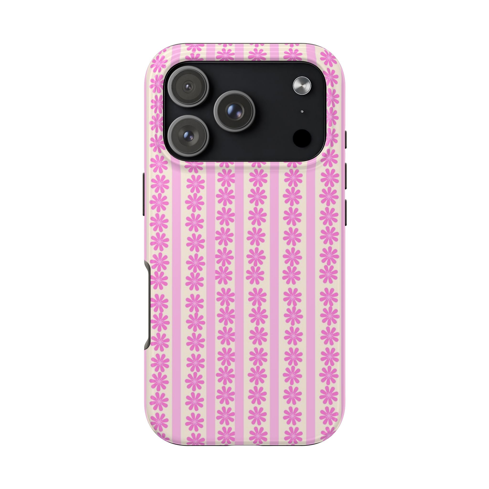 Pink Striped Flower Case