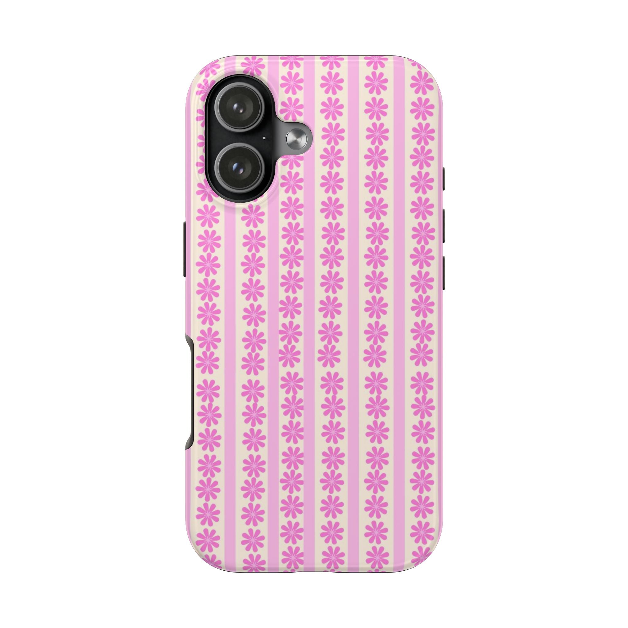 Pink Striped Flower Case