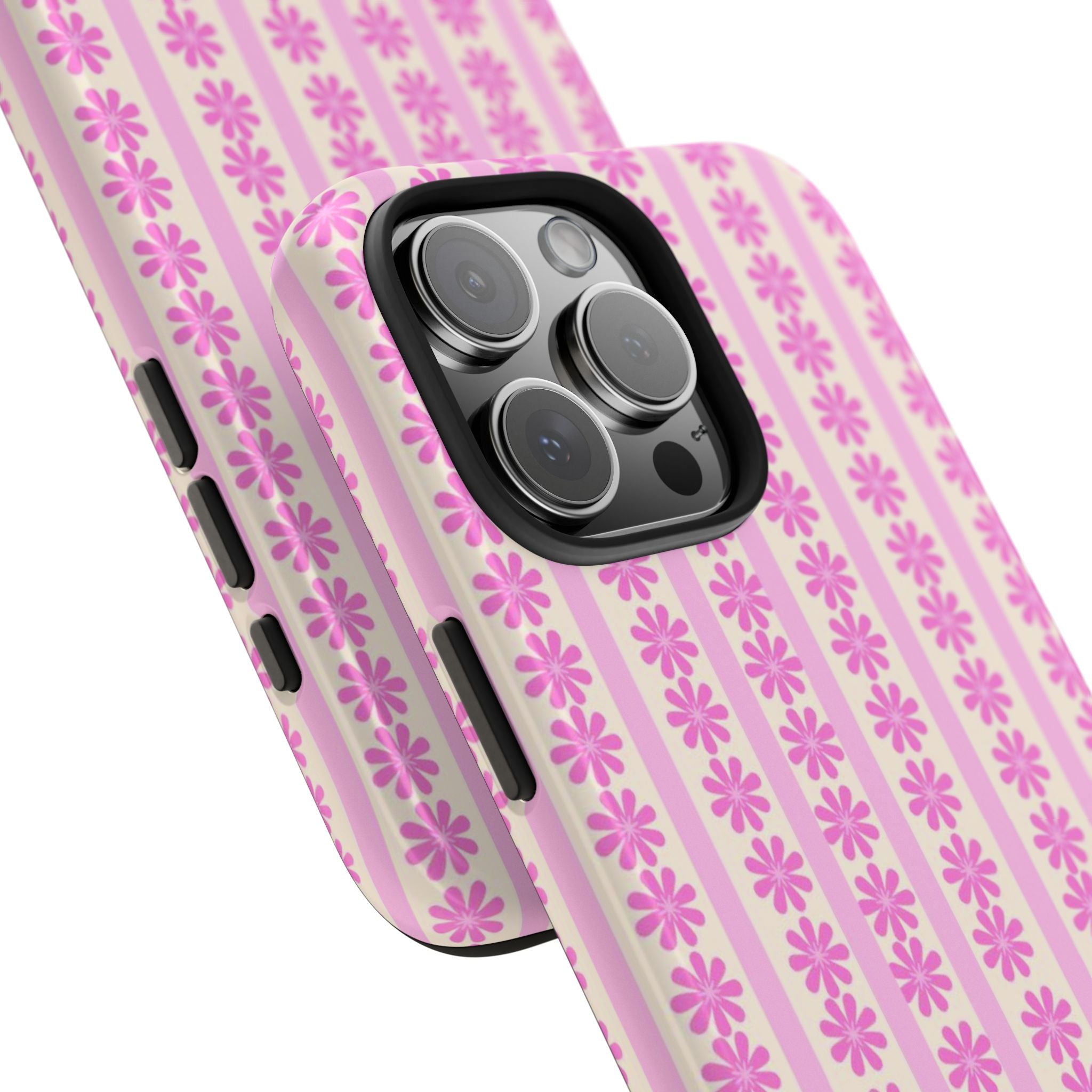 Pink Striped Flower Case