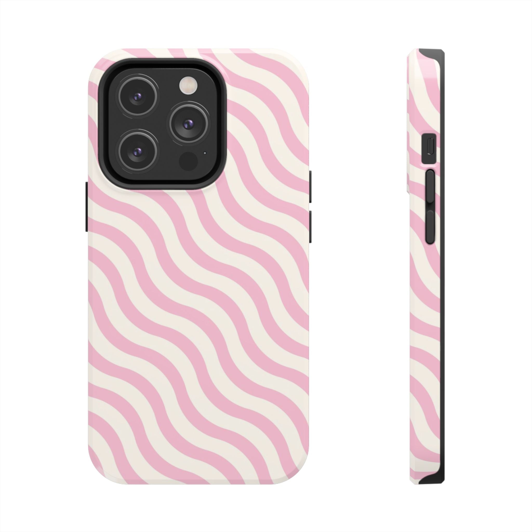 White & Light Pink Wavy Case