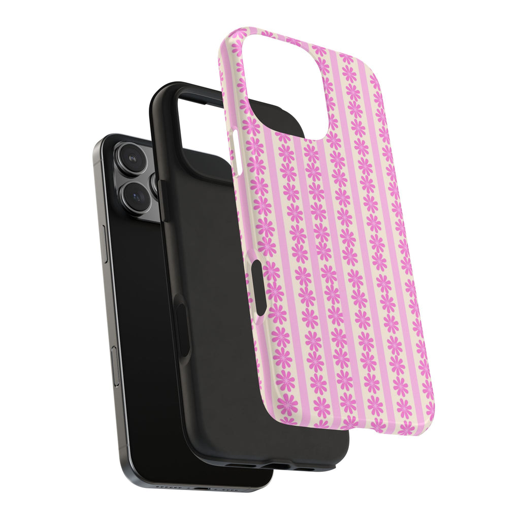 Pink Striped Flower Case