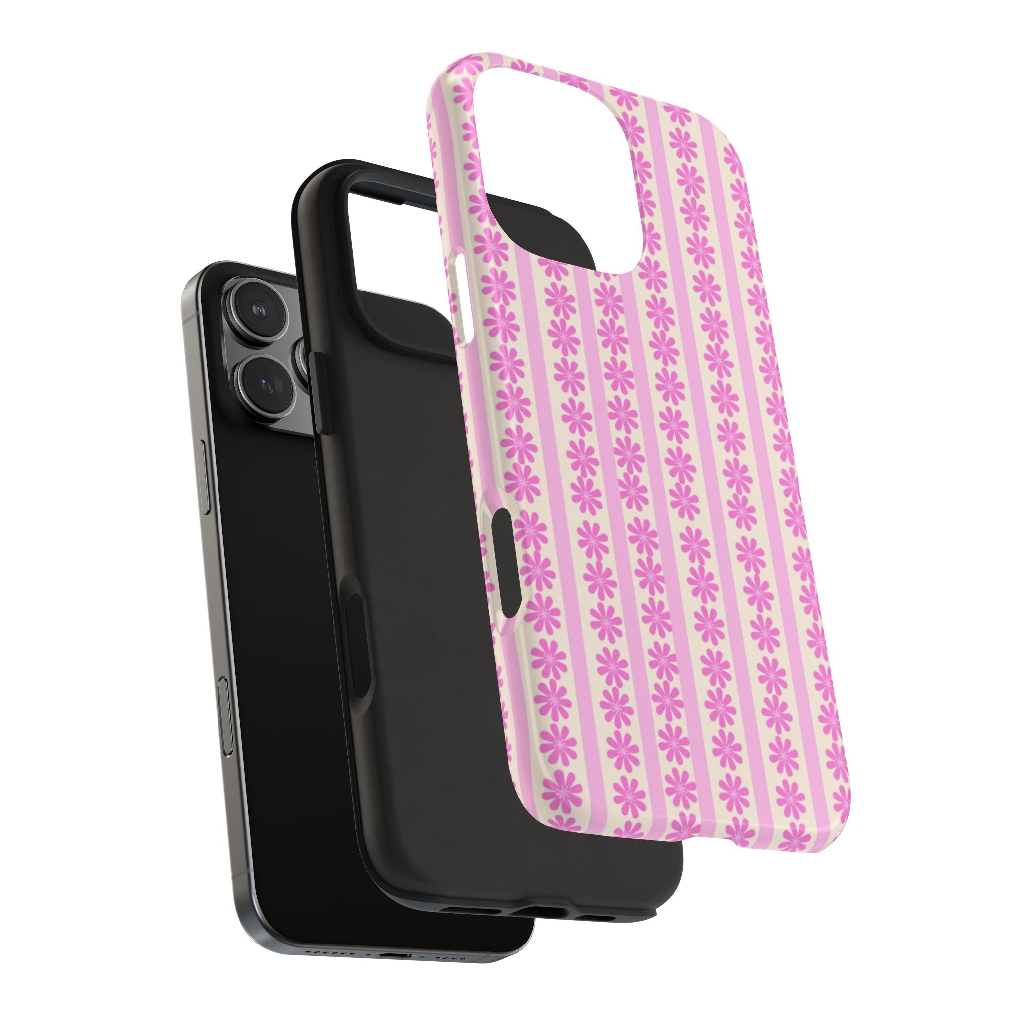 Pink Striped Flower Case